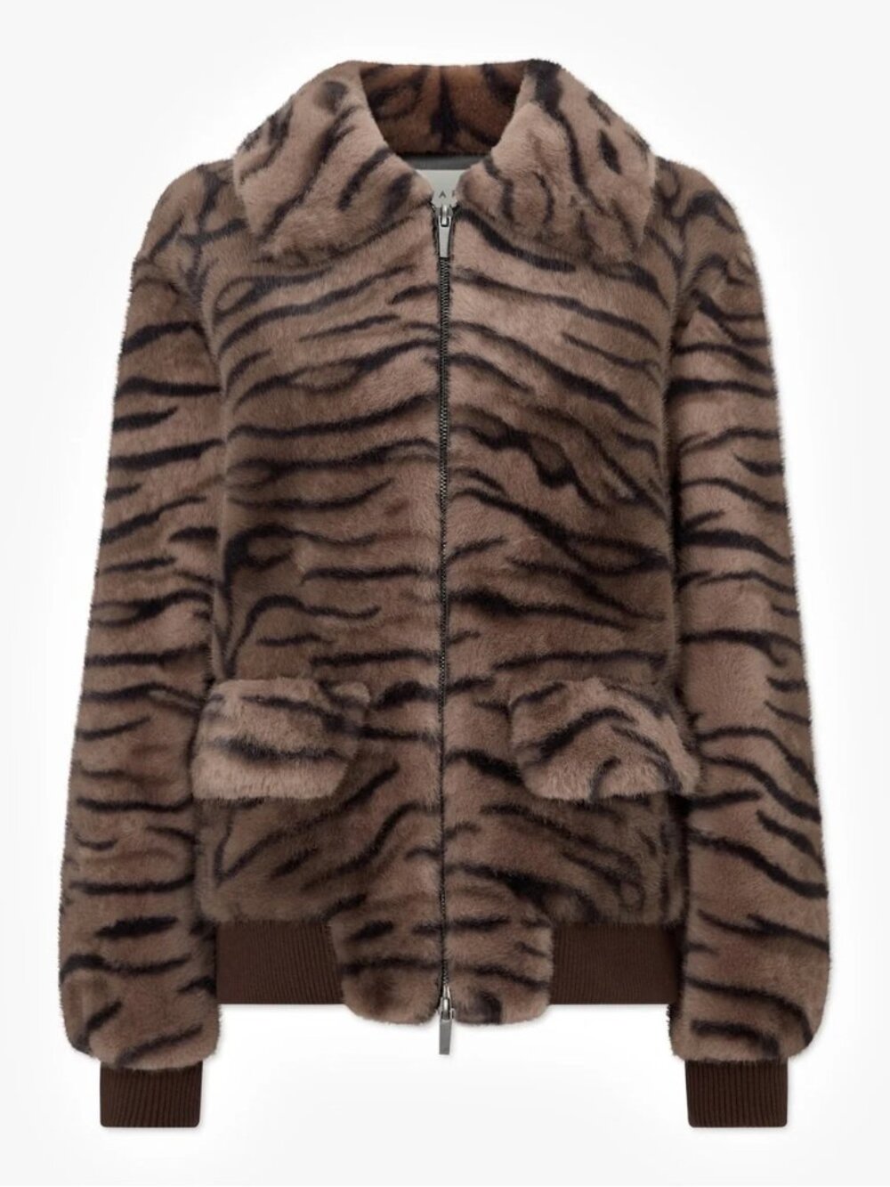Rare Charlotte Simone Ginger jacket - Brown tiger print faux fur bomber jacket